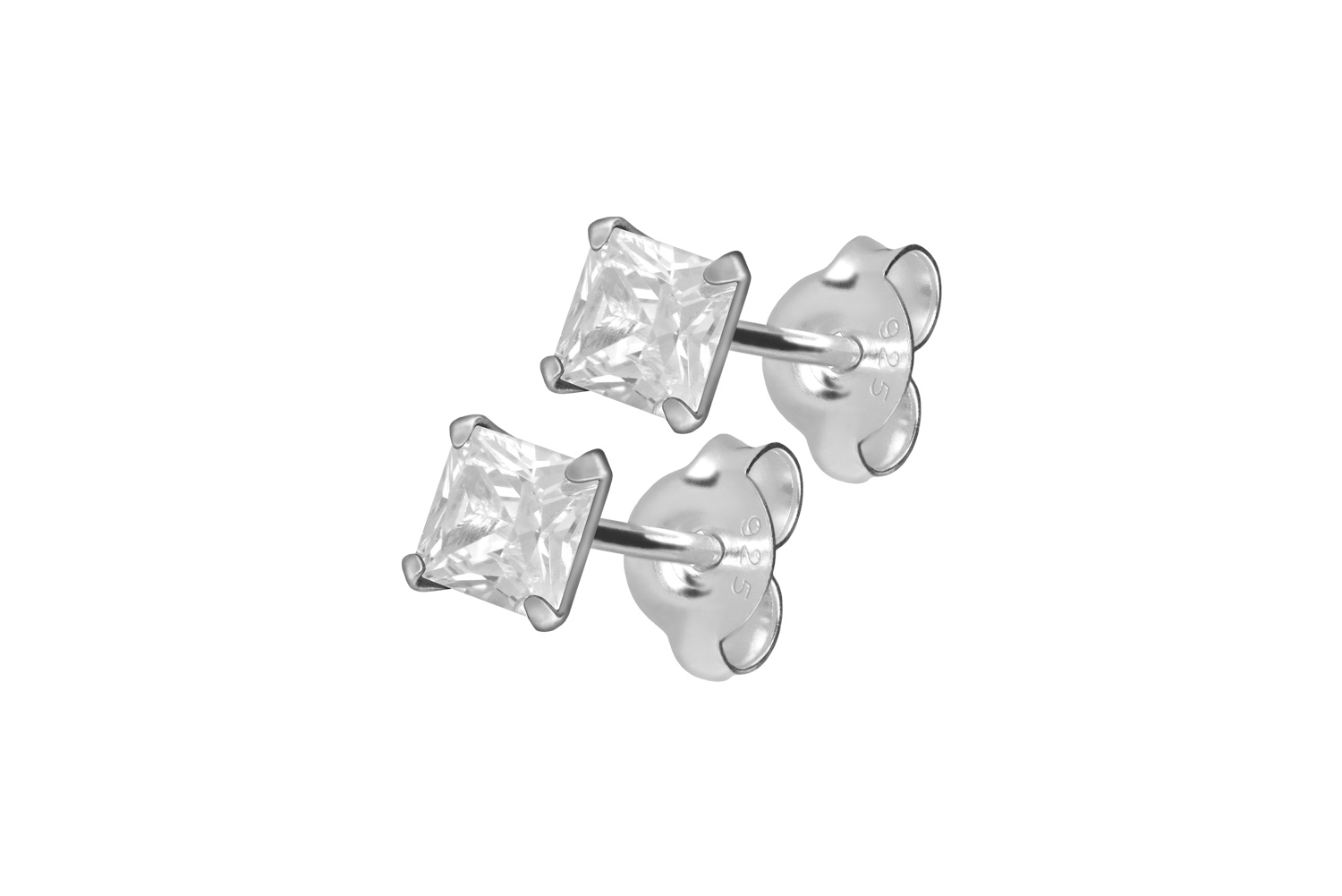 925er Silber Ohrstecker QUADRATISCHER KRISTALL ++SALE++ von Piercingline